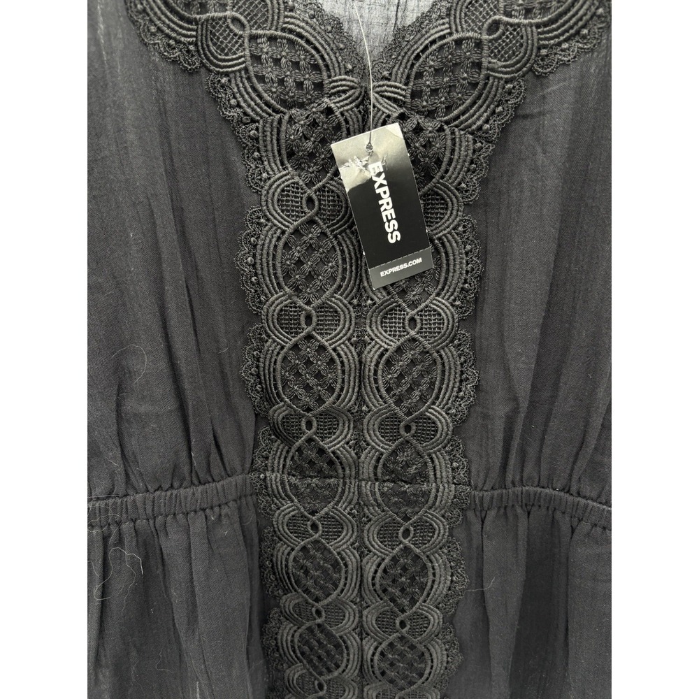 Express Black Lace Trim M fairy grunge Boho Sheer Babydoll romantic grunge - Picture 3 of 9